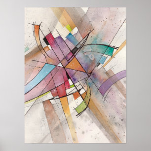CANTATA in PASTEL BELANGRIJKE Abstracte Waterverf Poster