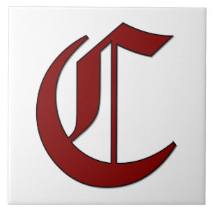 Canterbury Letter C in Red Monogram Tegel Tegeltje