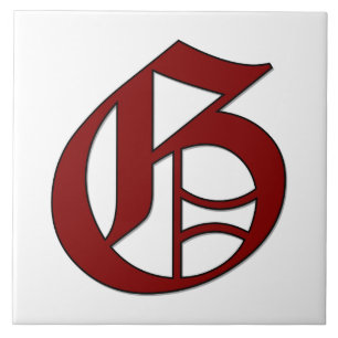 Canterbury Letter G in Red Monogram Tegel Tegeltje