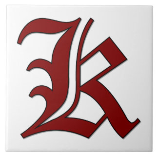 Canterbury Letter K in Red Monogram Tegel Tegeltje