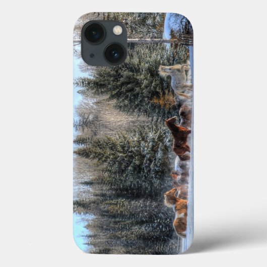 Cantering, Running Horses in Winter Snow Photo Case-Mate iPhone Case (Achterkant)