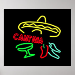 Cantina Neon Sign Poster