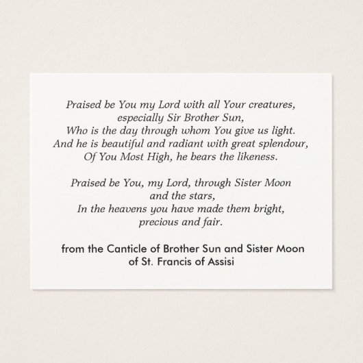 Cantique de Saint François (Dos)