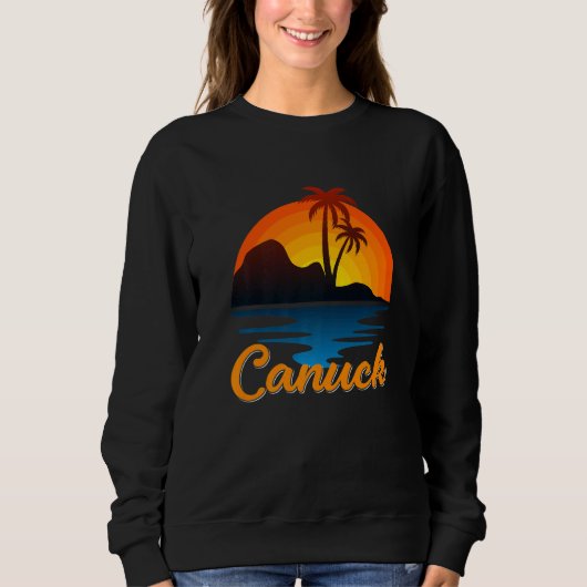 Canuck Vancouver Palm Tree Island Sunset Canada Trui (Voorkant)