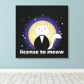 Canva de Cat, License to Meow Canvas Afdruk (Insitu (Houten vloer))