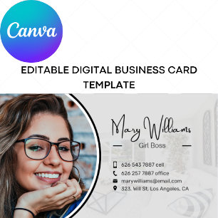 Canva Editable Digital Business Card-sjabloon Visitekaartje