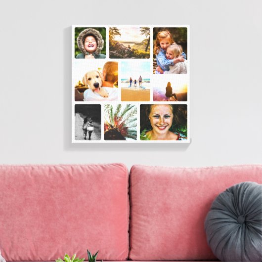 Canvas 9 Photo Template Rond White Wall Piece (Insitu (Woonkamer))
