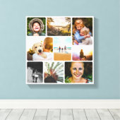 Canvas 9 Photo Template Rond White Wall Piece Afdruk (Insitu (Houten vloer))