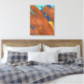 Canvas Abstract kunstwerk blauw kopergoud Afdruk (Insitu (Slaapkamer))