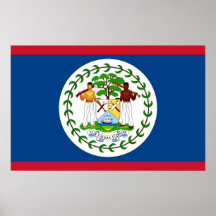 Canvas afdrukken met vlag van Belize Poster