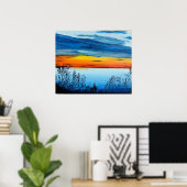 Canvas afdrukken met zonsondergang poster (Thuiskantoor)