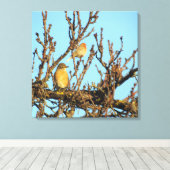 Canvas afdrukken - twee vogels in filialen (Insitu (Houten vloer))
