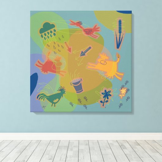 canvas animals cow chicken (Insitu (Houten vloer))