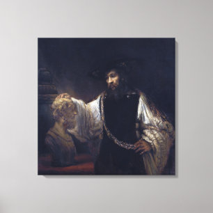 Canvas Aristoteles met een Buste van Homerus door Afdruk