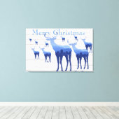 Canvas Art-Blue Deer White kerst (Insitu (Houten vloer))
