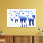 Canvas Art-Blue Deer White kerst (Insitu (Woonkamer))