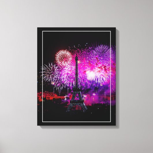 Canvas Art-Eiffeltoren Vuurwerk Afdruk (Voorkant)