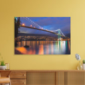 Canvas Art-Lit Bridge over de baai Afdruk (Insitu (Woonkamer))
