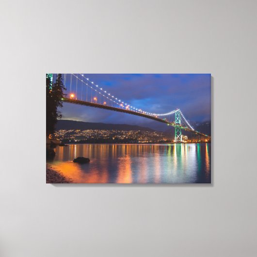 Canvas Art-Lit Bridge over de baai Afdruk (Voorkant)
