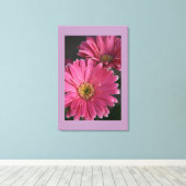 Canvas Art-roze madeliefjes (Insitu (Houten vloer))