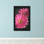 Canvas Art-roze madeliefjes Afdruk (Insitu (Houten vloer))