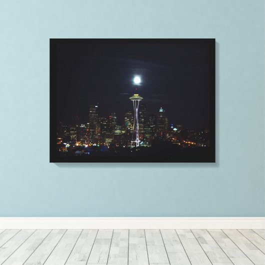 Canvas Art-Seattle Skyline (Insitu (Houten vloer))