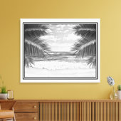 Canvas Art-tropisch strand in B&W (Insitu (Woonkamer))
