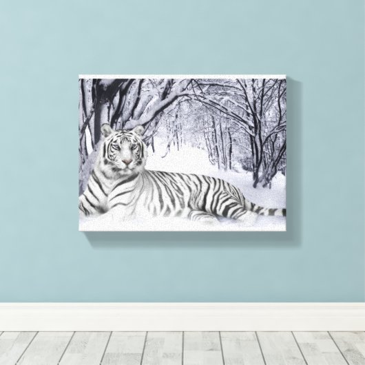 Canvas Art witte tijger (Insitu (Houten vloer))