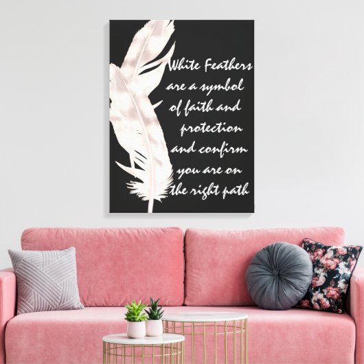 Canvas Art witte veren (Insitu (Woonkamer))