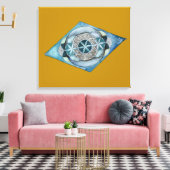 Canvas Atlantic Blue with Sacred Geometry Design  Afdruk (Insitu (Woonkamer))