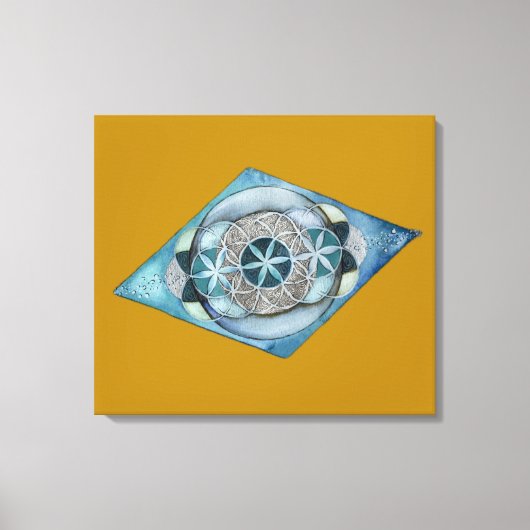Canvas Atlantic Blue with Sacred Geometry Design  Afdruk (Voorkant)