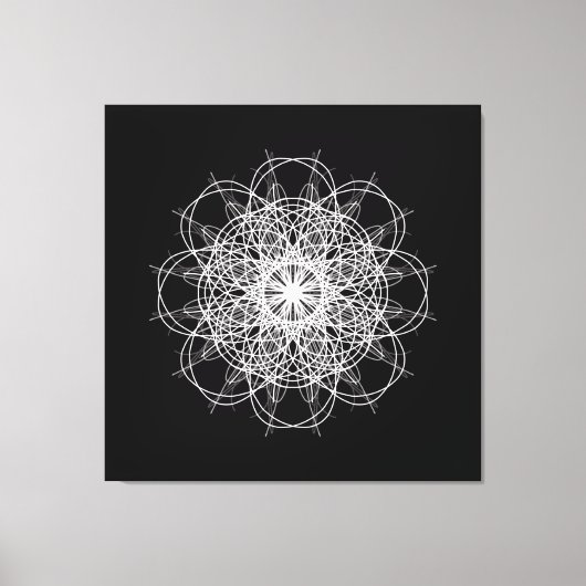 Canvas, Black White Kaleidoscope Mandala Art Canvas Afdruk (Voorkant)