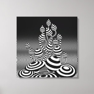 Canvas Black & White Magic Mushrooms 1 m². Afdruk
