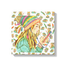 Canvas Boho Hoed Meisje Thema