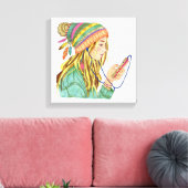 Canvas Boho Pet Meisje Afdruk (Insitu (Woonkamer))