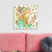 Canvas Boho Pet Meisje Thema Afdruk (Insitu (Woonkamer))