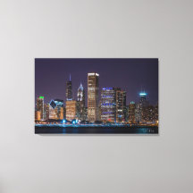 Canvas - Chicago Skyline Illinois met Night Sky