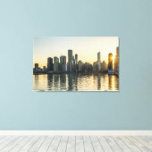 Canvas - Chicago Skyline in Illinois op Sunset Afdruk (Insitu (Houten vloer))