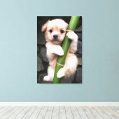 Canvas Cute Puppy Gaejook 개죽이  Afdruk (Insitu (Houten vloer))