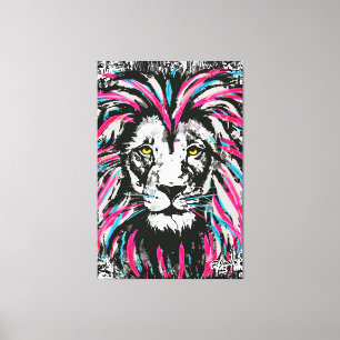 Canvas de tête de lion toile de lion rose bleu