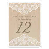  Canvas en Kant Look Trouwtafel Nummer Kaart (Achterkant)