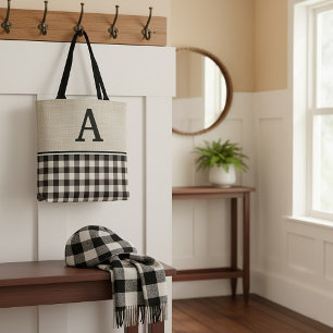 canvas geruit monogram draagtas