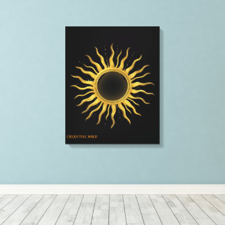 Canvas Golden Solar Eclipse Celestial Wall Art Afdruk