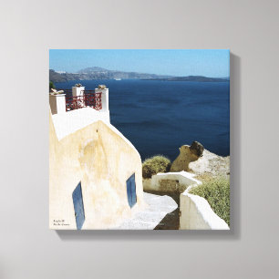 Canvas Grieks eiland Santorini Afdruk