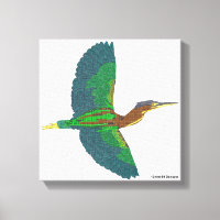 Canvas - Groene Reiger (wit)