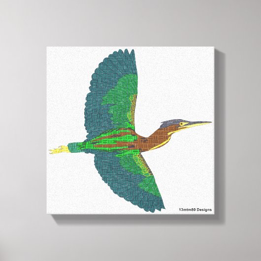 Canvas - Groene Reiger (wit) Afdruk (Voorkant)