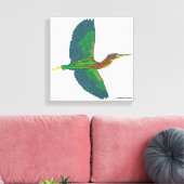 Canvas - Groene Reiger (wit) Afdruk (Insitu (Woonkamer))
