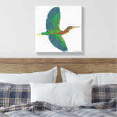 Canvas - Groene Reiger (wit) Afdruk (Insitu (Slaapkamer))
