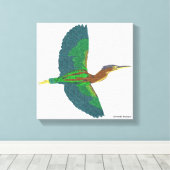 Canvas - Groene Reiger (wit) Afdruk (Insitu (Houten vloer))