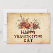 Canvas Herfstpompoenen en Bladeren Prettig Thanksg Feestdagenkaart (Voorkant)